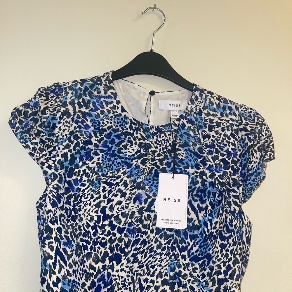 NWT Reiss Blue and White Midi Dress - Picture 11 of 11
